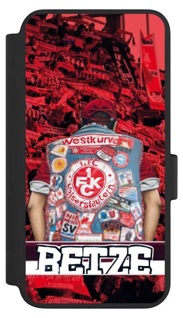 NIVOCASE Klapphülle für Samsung Galaxy S23 Handyhülle aus Kunst Leder NIVOflip schwarz 1. FC Kaiserslautern 1. FCK Offizielles Lizenzprodukt