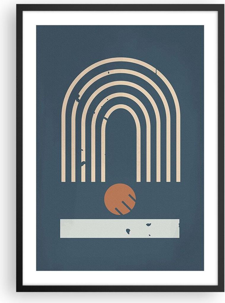 Gerahmtes Poster - Schwarzer Rahmen - Abstraktion Stadion Modern - 50x70 cm - Wand Bild - Wanddeko - Wandbilder - Kunstposter - Wandposter - Bilder...