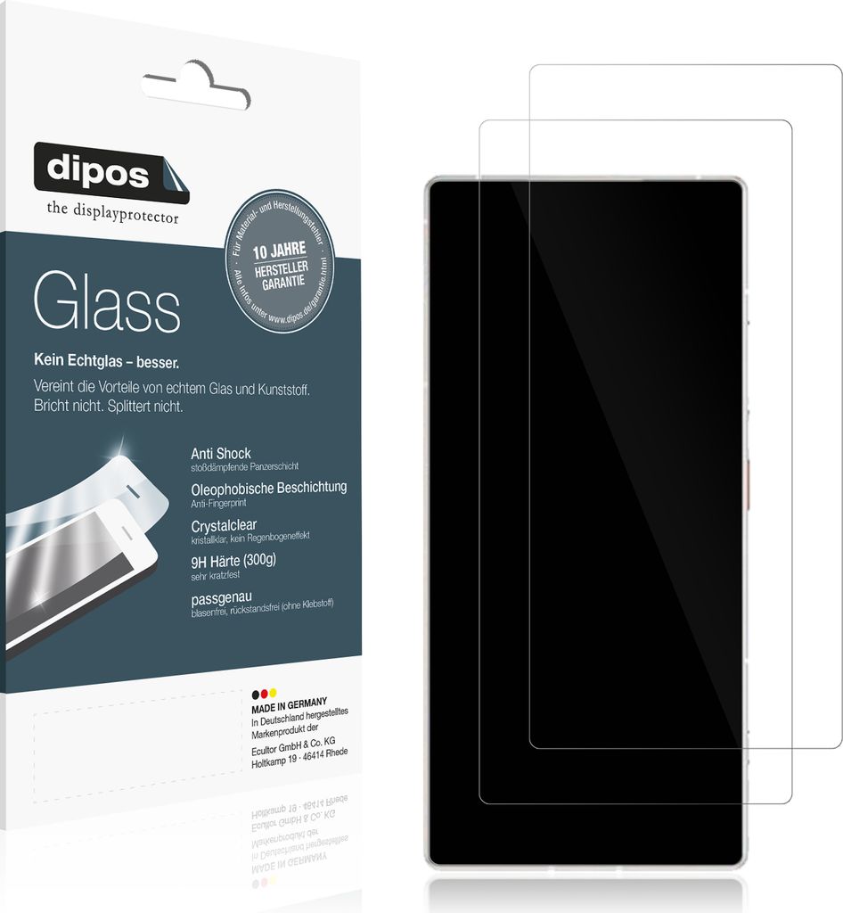 2x Schutzfolie für ZTE Nubia Z70S Ultra Photographer Edition - Anti-Shock 9H Folie dipos Glass Kunststoffglas