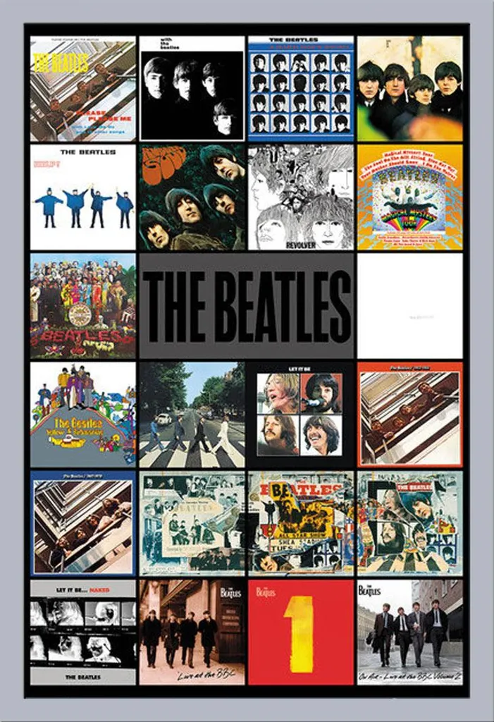 The Beatles Poster Design Shinsuke: Cornice Argento MDF e Acrilico 61x91