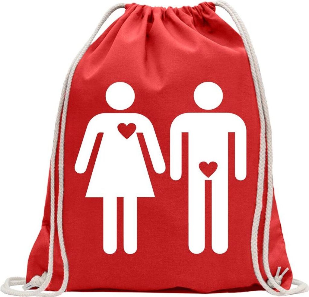 Kiwistar - Turnbeutel - rot - Wahre Liebe - Fun Rucksack Sport Beutel Gymsack Baumwolle mit Ziehgurt