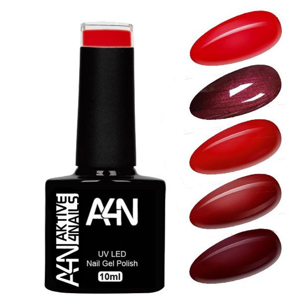 RED SYMPHONY UV Gelpolish 5er Set UV Nagellacke in der Pinselflasche 10ml hochpigmentierte und deckende Farben. Bis zu 4 Wochen schöne Fingernägel