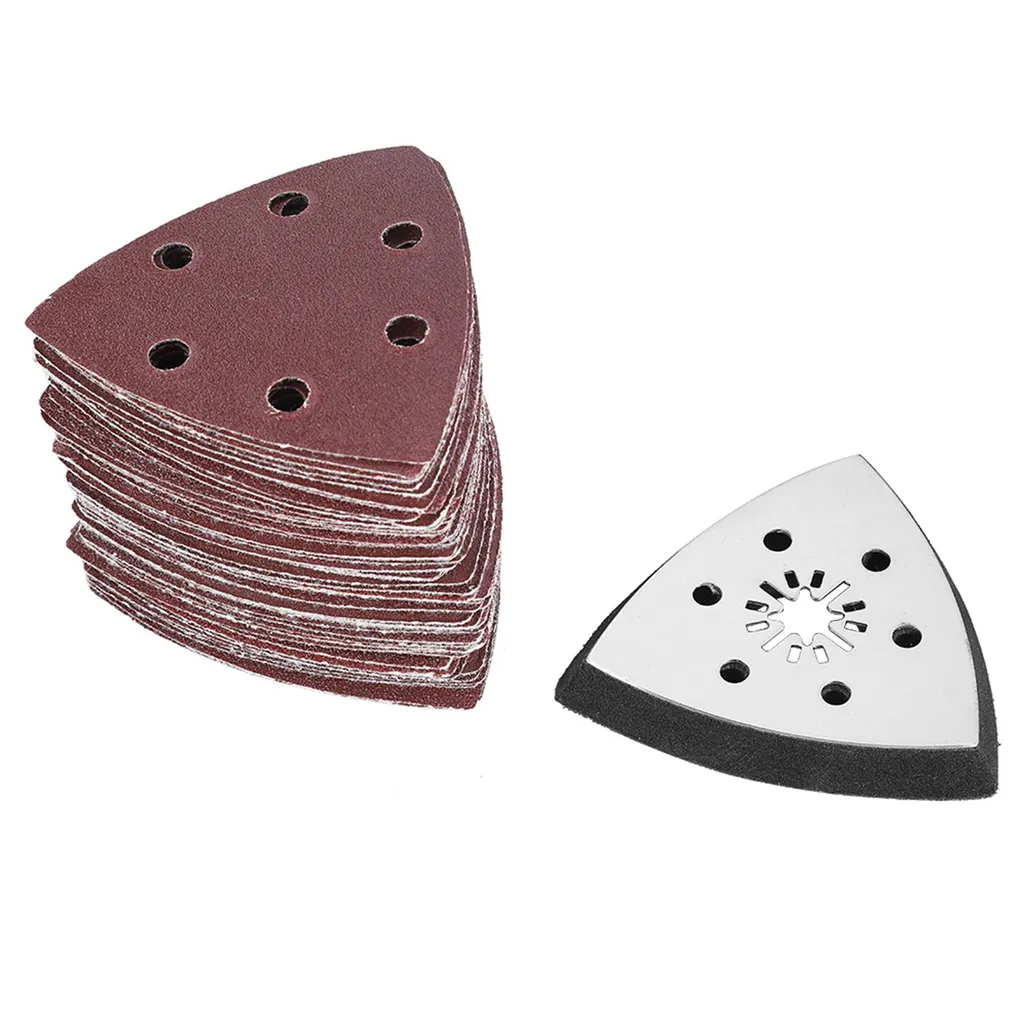 61 pezzi 90 mm 6 fori Triangolo Pad di levigatura Carta vetrata Polacco oscillante Multi Tools