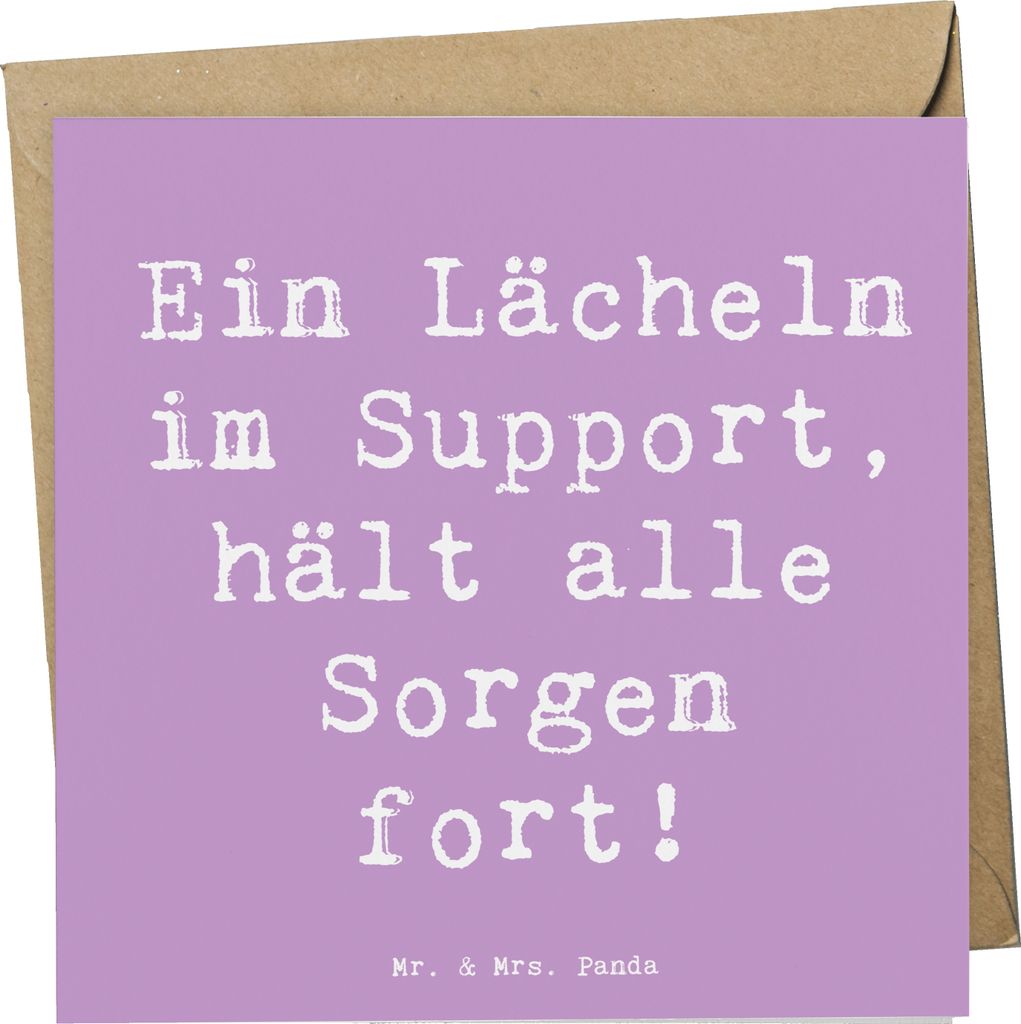 Mr. & Mrs. Panda Glückwunschkarte Spruch Kundensupport Lächeln - Lavendeltraum - Geschenk, Serviceorientiert, Hilfsbereitschaft, Grußkarte, Supp...