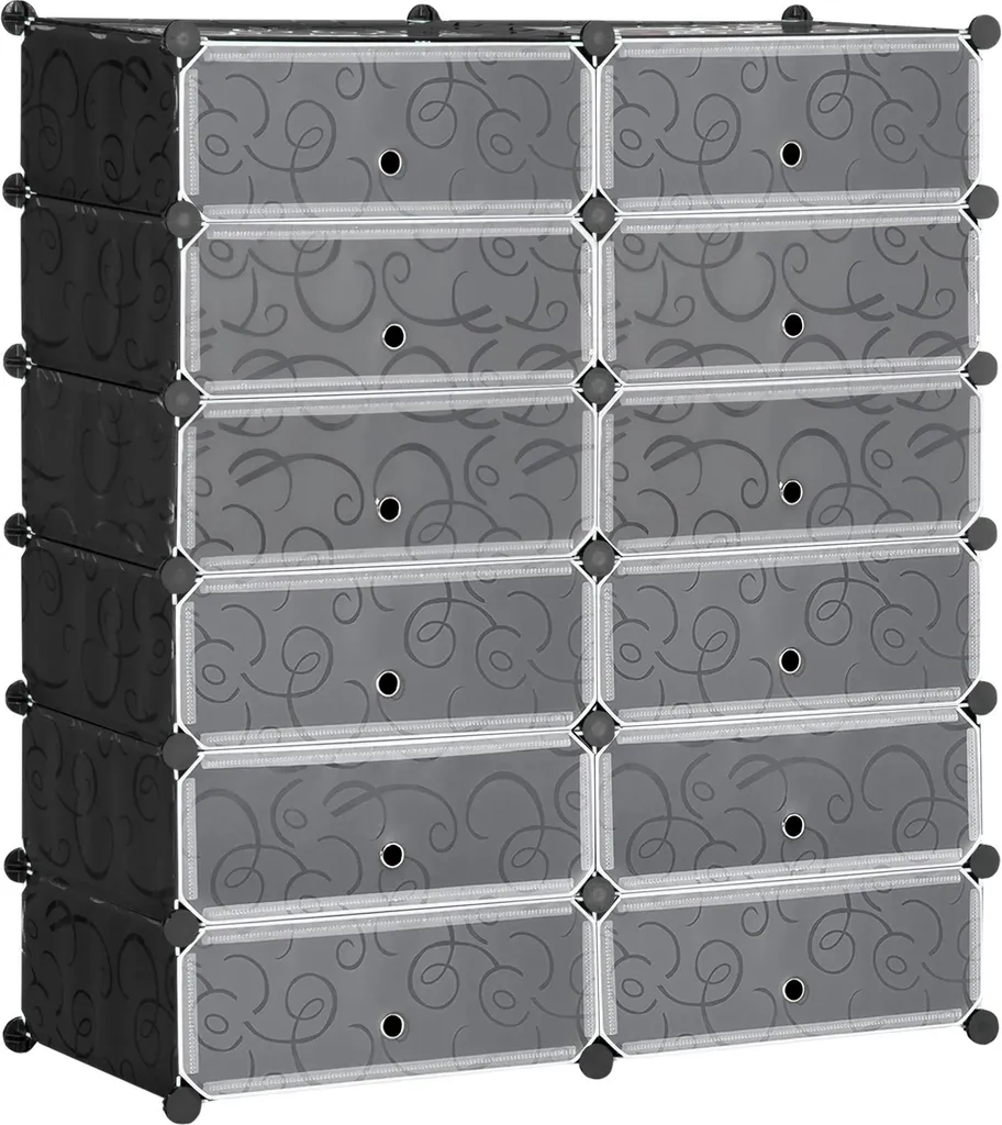 Meuble de rangement chaussures 12 cases modulable design noir et moderne