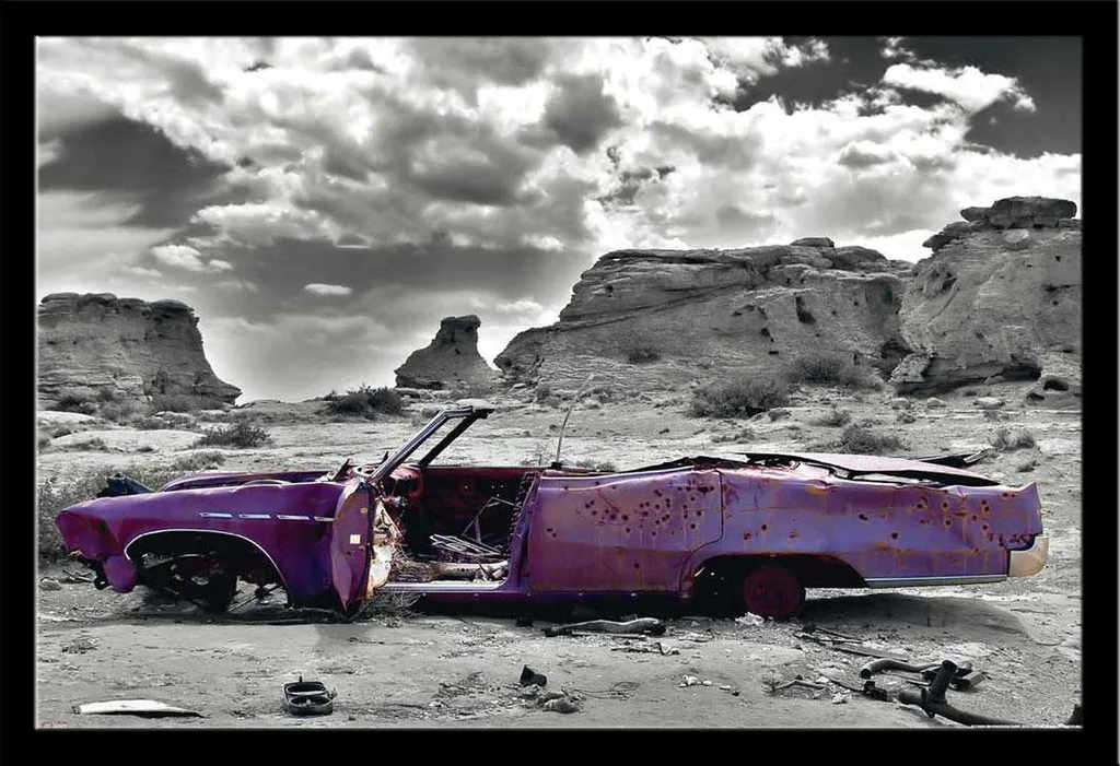 Tableau Déco Voiture Ancienne - Affiche Cadillac avec Cadre Noir 61x91
