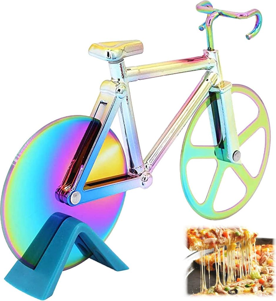 Pizza Schneider Lustig Kreativer Roller Hochwertiges Rad mit Ständer Fahrrad für Waffeln Pfannkuchen und mehr - Edelstahl
