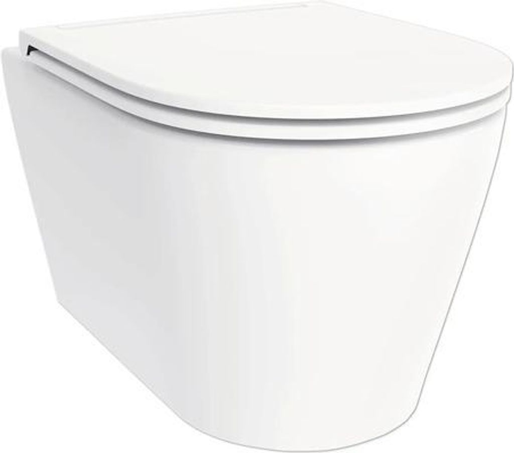 Jungborn Wand-WC Set SIX Tiefspüler ohne Spülrand weiß glänzend mit Beschichtung Nano-Effekt mit WC-Sitz (Absenkautomati