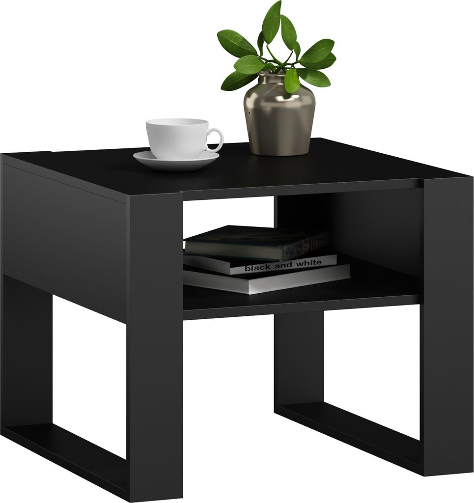 MATKAM Couchtisch KAJA H50 x B60 x T63,6 cm, offene Ablage unter der Tischplatte, Kufenbeine, Wohnzimmer Couchtisch Modern Wohnzimmertisch Universa...