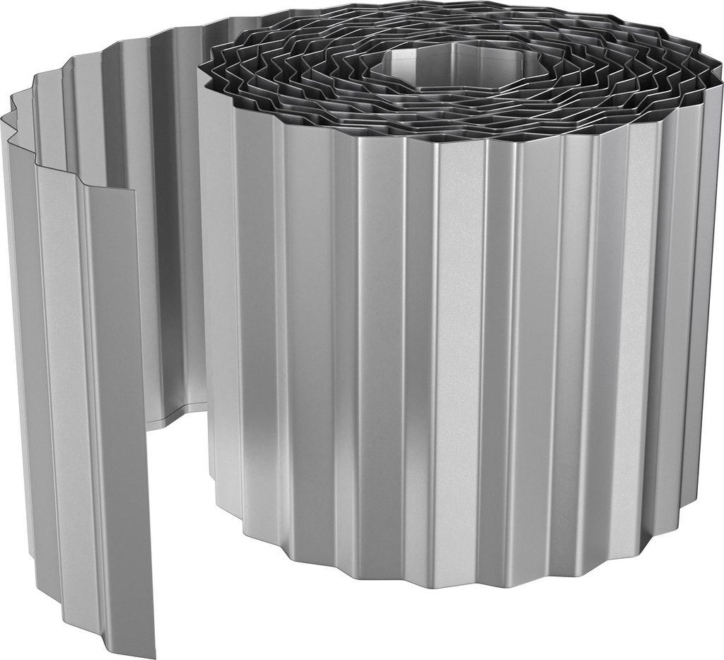 LARS360 Flexible Rasenkante, 5m Länge, 15cm Höhe, Wellenförmige Metall-Beetumrandung Gartenabgrenzung, Mähkante für Rasen und Blumenbeet, Silber