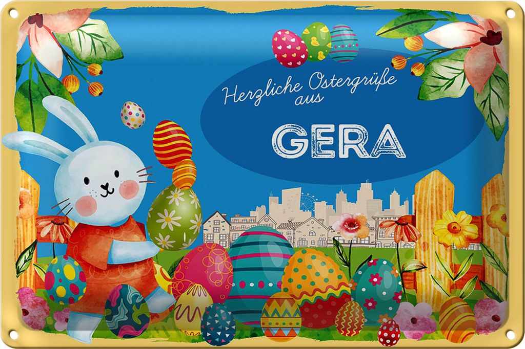 Blechschild Ostern Ostergrüße 30x20cm GERA