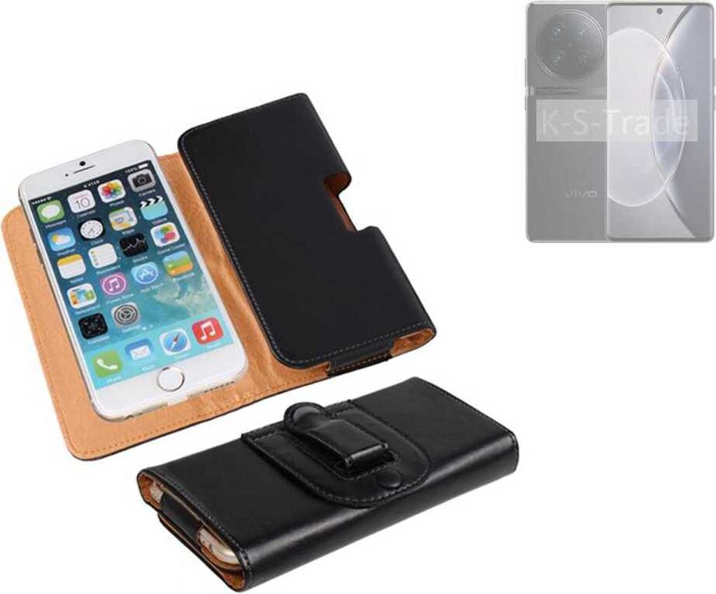 K-S-Trade Schützhülle Handyhülle kompatibel mit Vivo X90 Pro Holster Gürtel Tasche Schutzhülle Handy-Tasche Smartphone Case Seitentasche schwarz