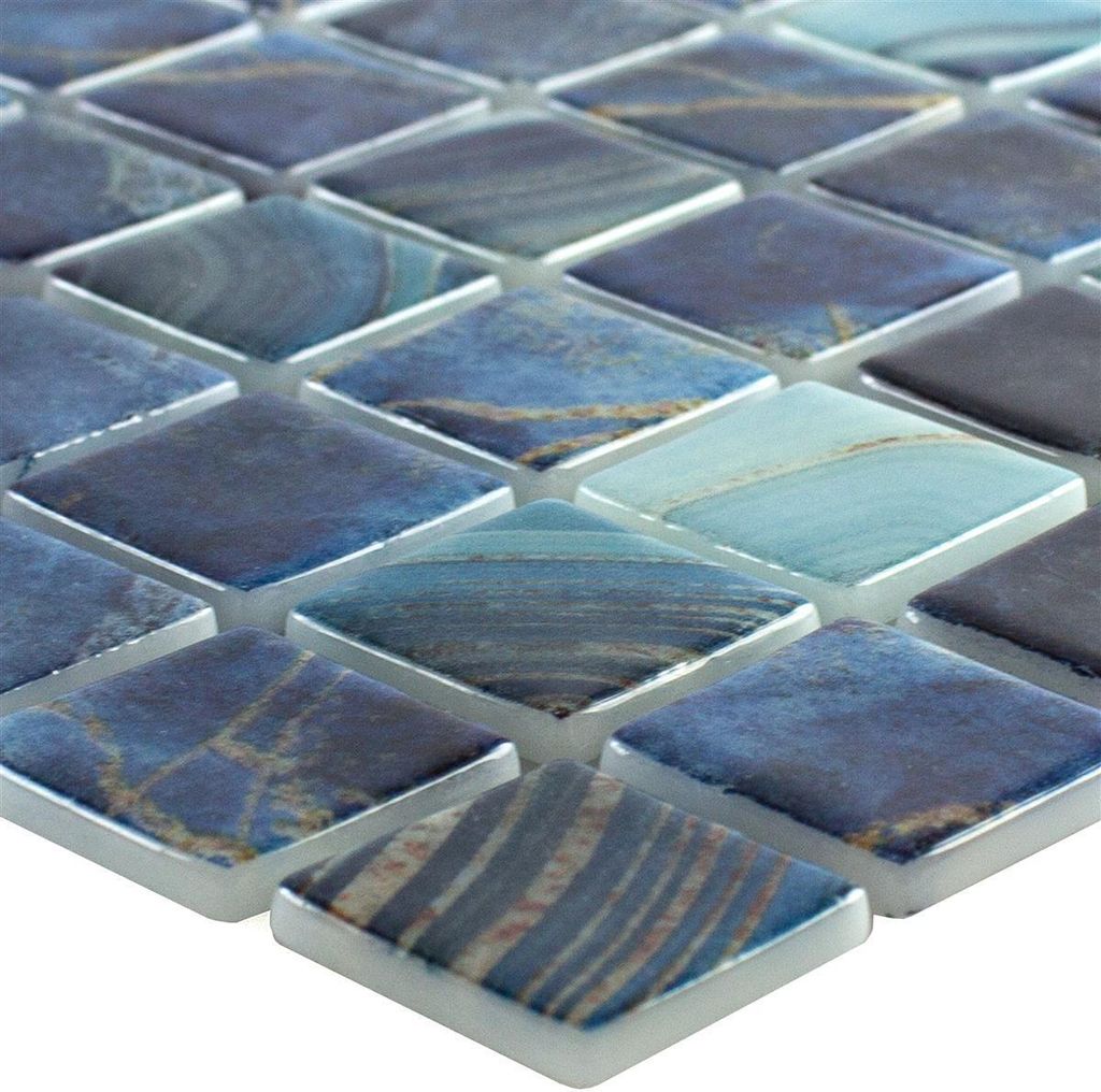 Glas Schwimmbad Mosaik Baltic Blau Türkis 25x25mm Produktbild 