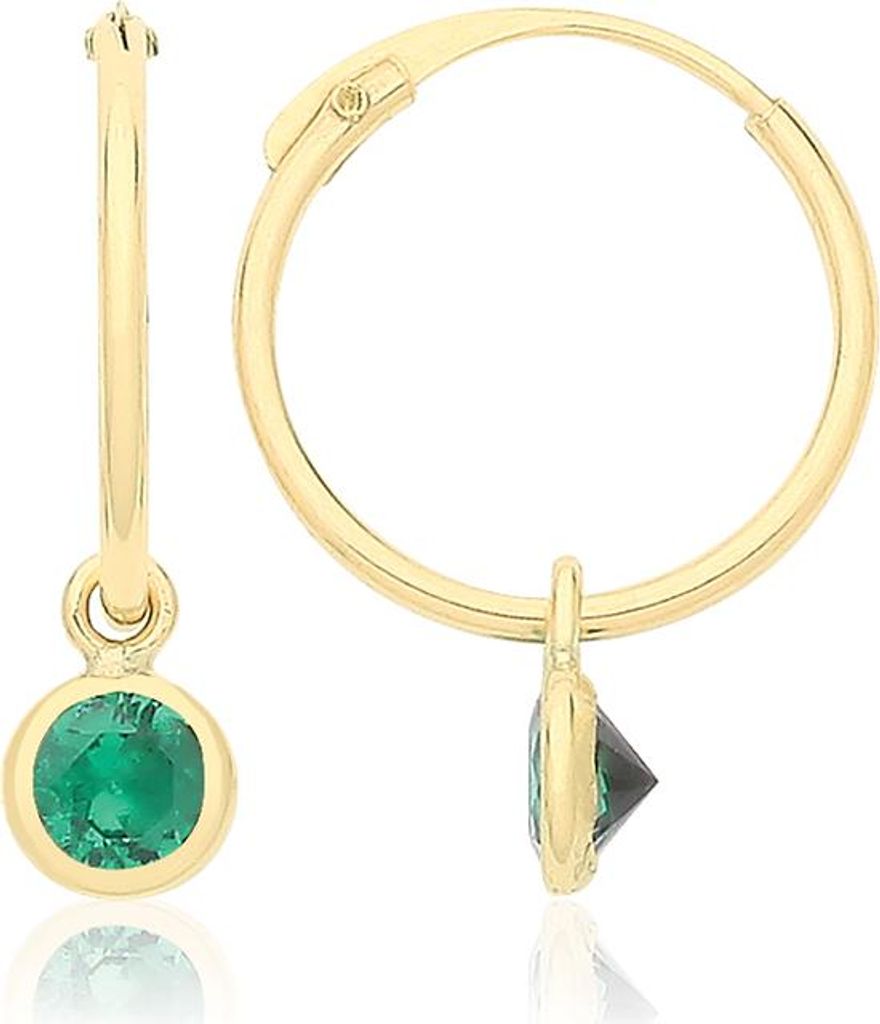 Klassische 9 Karat (375) Gold Damen - Schlafer / Sleeper Ohrringe mit Zirkonia - 15mm*4mm; TRS36268