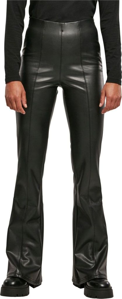 Urban Classics Ladies - Flared Kunstleder Hose schwarz - S