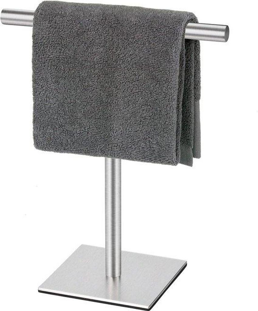T-vormige Handtuchhalter aus Edelstahl - silberfarben - geborstelte Oberfläche - freistehender Haken - Badzimmernutzung - Küchenzähler - quadrat...