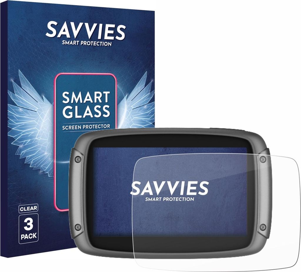 3x Savvies Schutzglas Folie für TomTom Rider 500 / 550 9H Panzer Schutzfolie Glas Displayschutz klar transparent