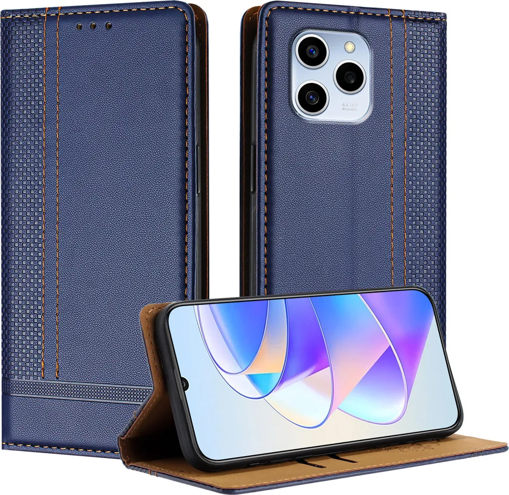 Custodia per Honor 60 SE in pelle con funzione di supporto blu