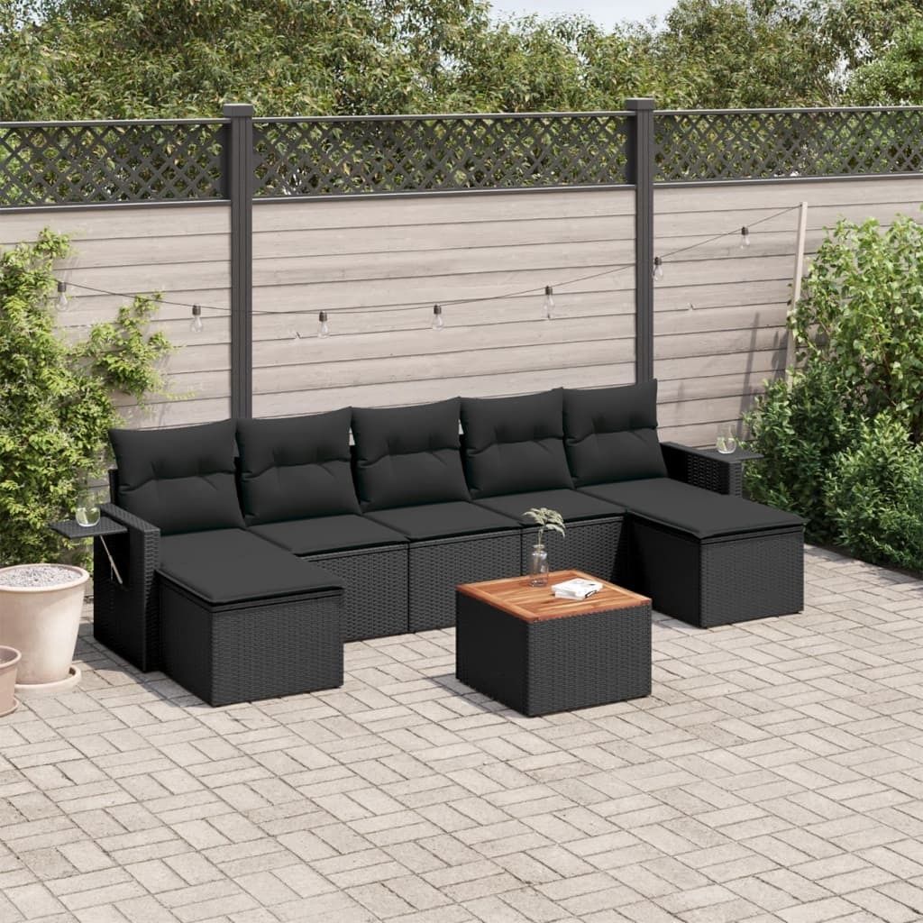 Maison Exclusive - 8-tlg. Garten-Sofagarnitur mit Kissen Schwarz Poly Rattan