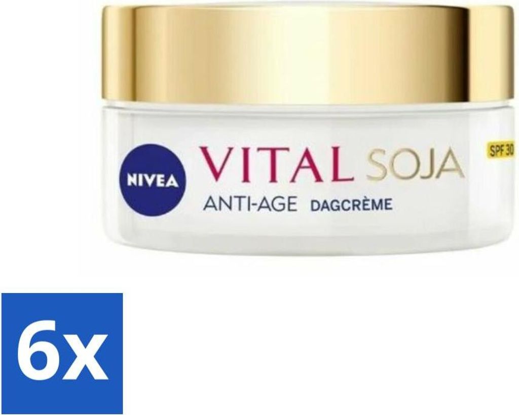 NIVEA - VITAL Soja Tagescreme - Schützende Anti-Aging Creme - Für reife Haut - LSF 30 - Mit Sojaextrakt - 50 ml - Vorteilspack - 6 Stücke