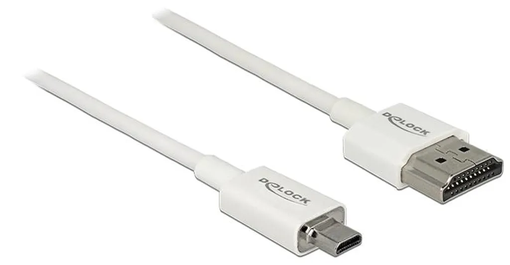 Câble HDMI vers Micro HDMI 2m Blanc - Résolution 4K Ultra HD et 3D