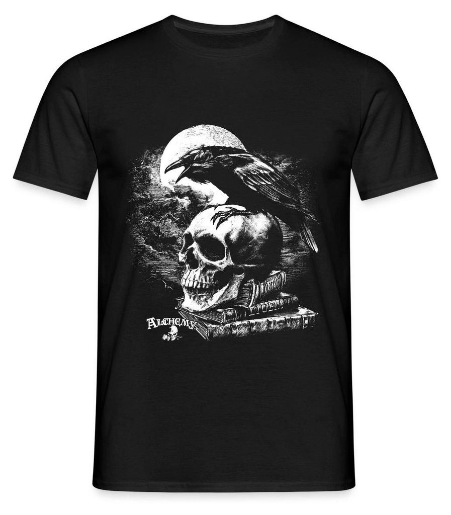 Spreadshirt Alchemy England Poe's Raven Rabe Totenkopf Männer T-Shirt, XL, Schwarz