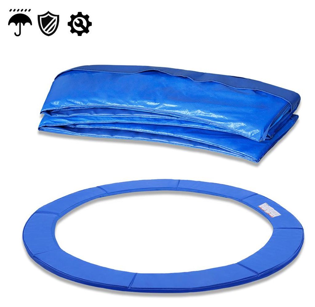 XINZI Trampolin Randabdeckung Ø 305 cm, Federabdeckung & Sicherheitsrand, UV-resistent, reißfest, 30 cm Breit – Trampolinzubehör Blau