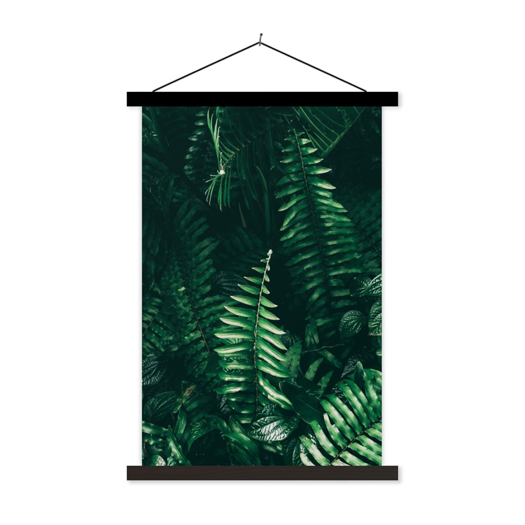 MuchoWow Textilposter Blätter - Dschungel - Natur - Tropisch - Pflanzen 60x90 cm mit schwarzem Rahmen - Poster Wohnzimmer
