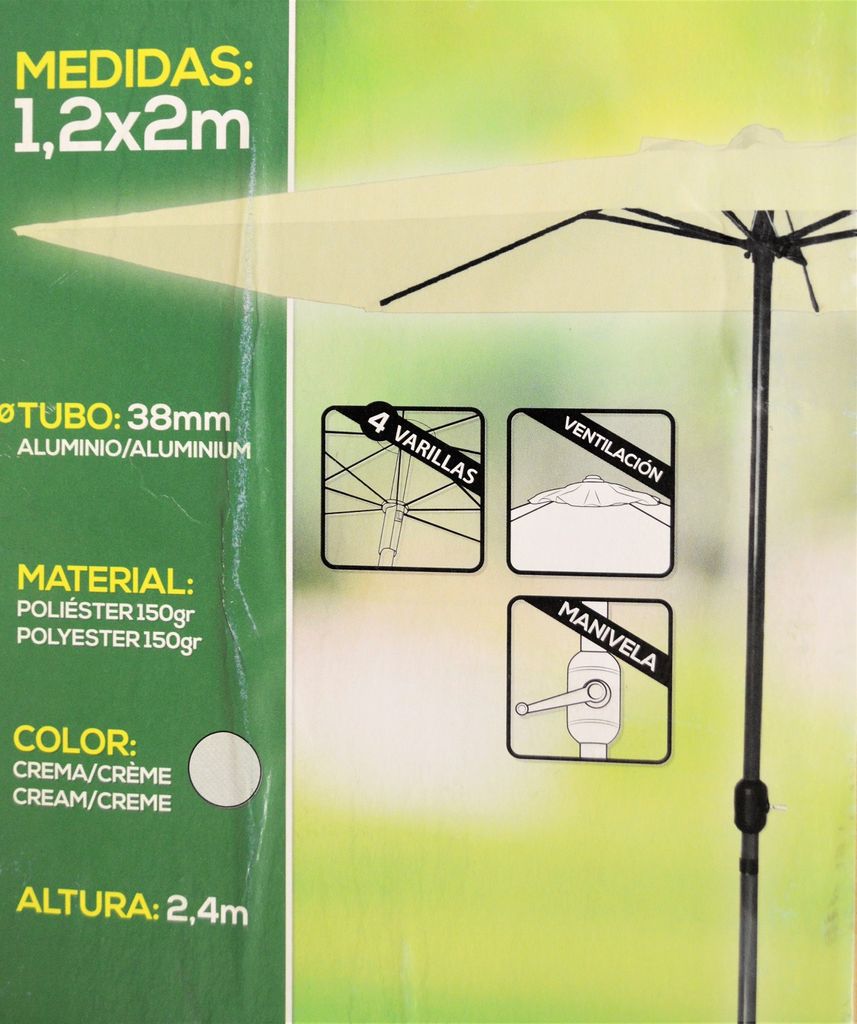 AKTIVE 53879 - Rechteckiger Sonnenschirm für Balkon