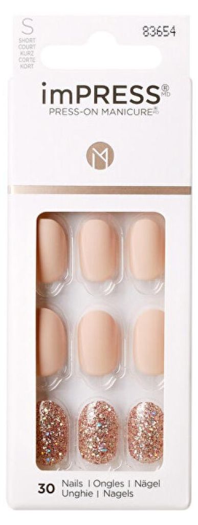 KISS imPRESS Press-On Manicure Evanesis Short Square with PureFit Technology - 30 False Nails