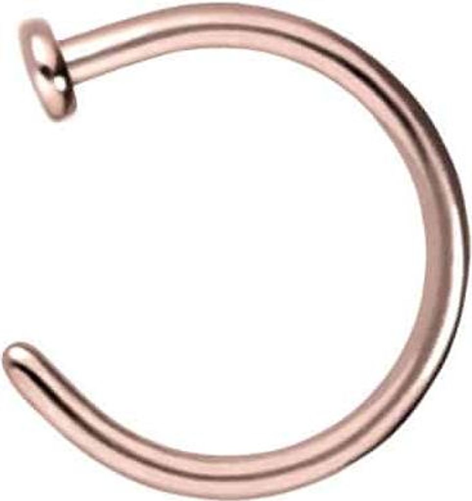 Nasenpiercing, Nasenstecker Chirurgenstahl Nasenring offen PLATTE RoséGold Innendurchmesser: 7mm + Stabstärke: 0,8mm