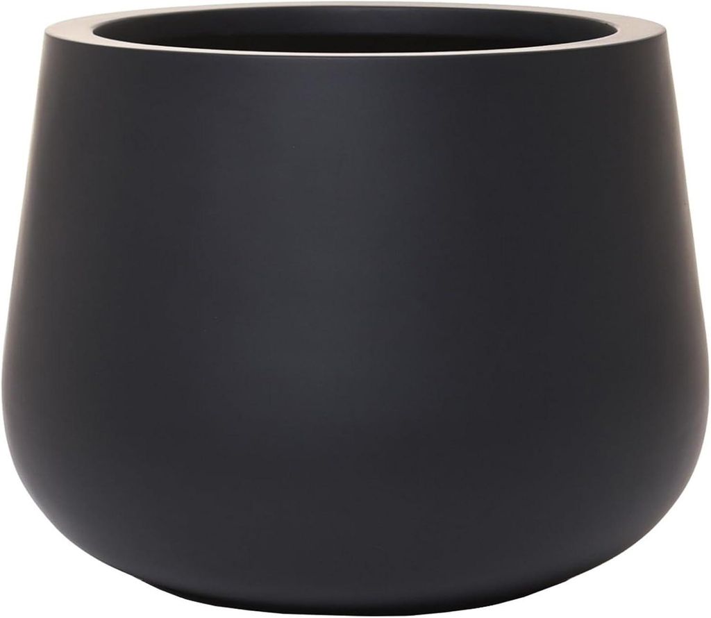 VIVANNO Blumentopf Fiberglas GIRAR Rund, Anthrazit matt - 36x27 cm