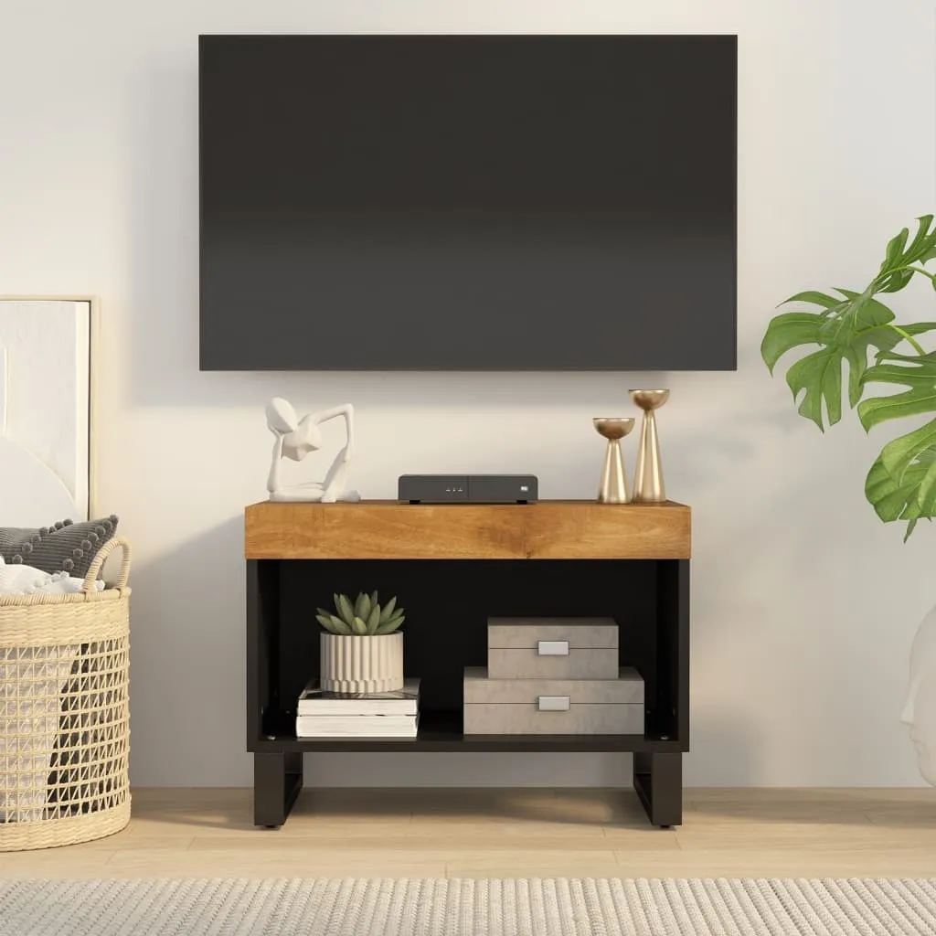Mobiletto TV Basso 60x33 cm Legno Massello Mango The Living Store