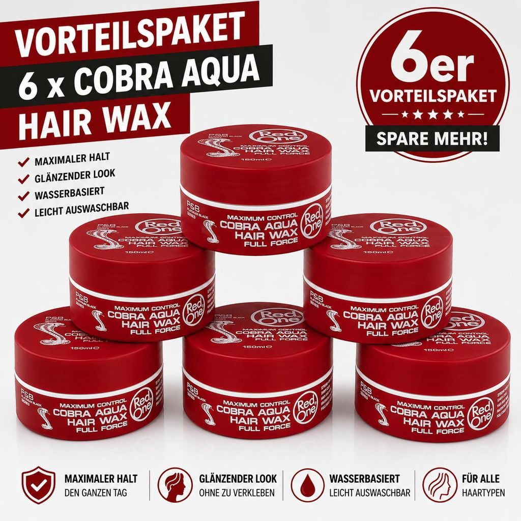 Red One Cobra Aqua Hair Wax 6er Pack – 6 Stück je 150ml Produktbild 