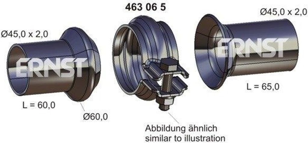 ERNST Reparatursatz Abgasrohr 463065 für RENAULT KANGOO (KC0/1) 45mm 60mm