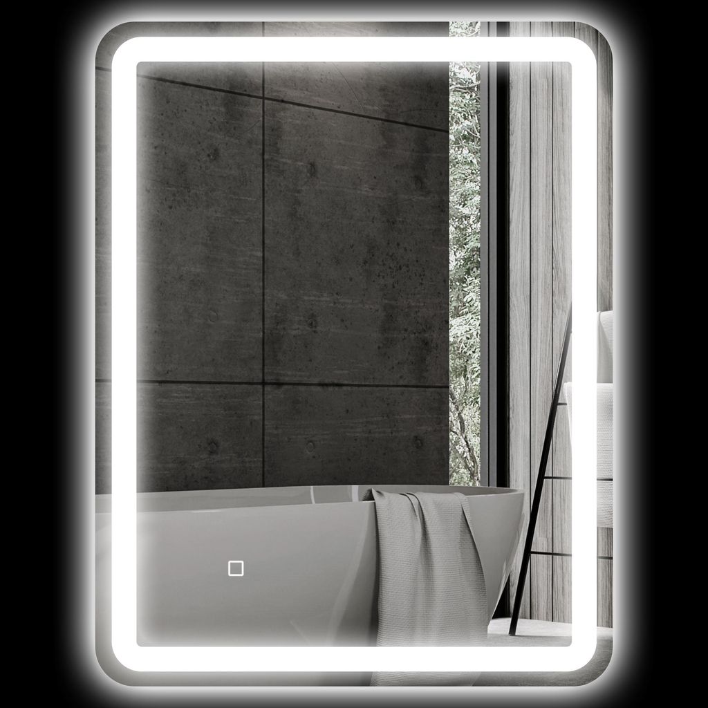 HOMCOM Badspiegel, 70 x 90 cm LED Badezimmerspiegel mit 3 Produktbild 