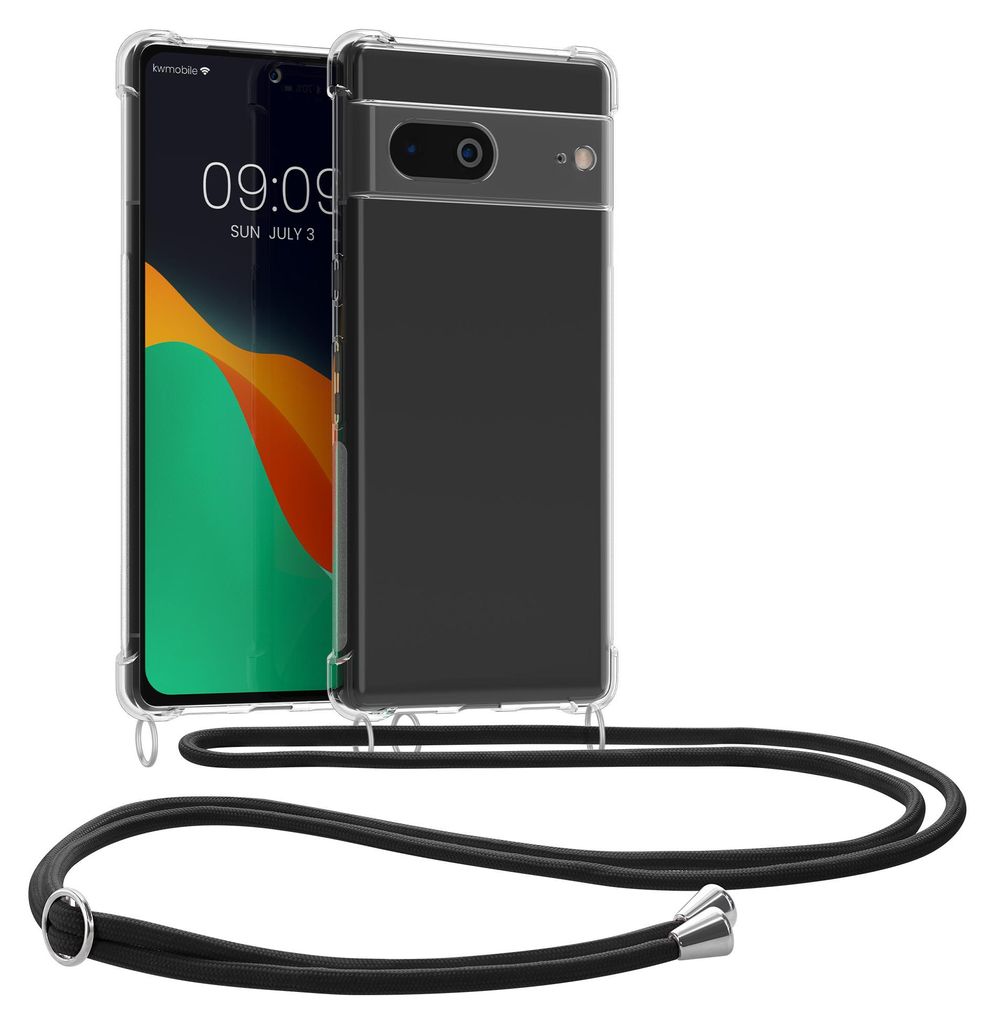 kwmobile Necklace Case kompatibel mit Google Pixel 7 Hülle - Silikon Cover mit Handykette - Band Handyhülle Transparent