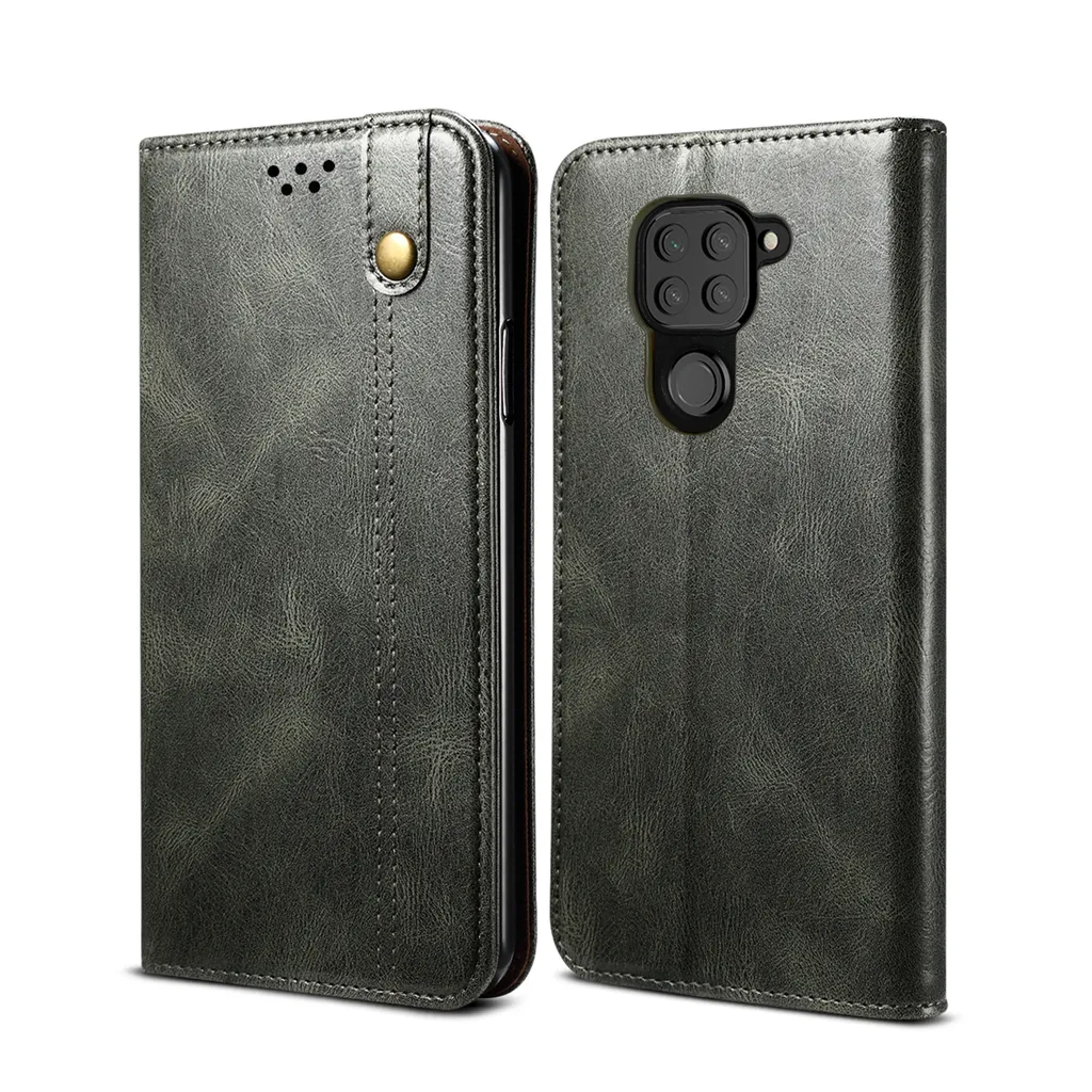 Custodia Xiaomi Redmi Note 9 Verde - Cover Portafoglio in Pelle con Stand