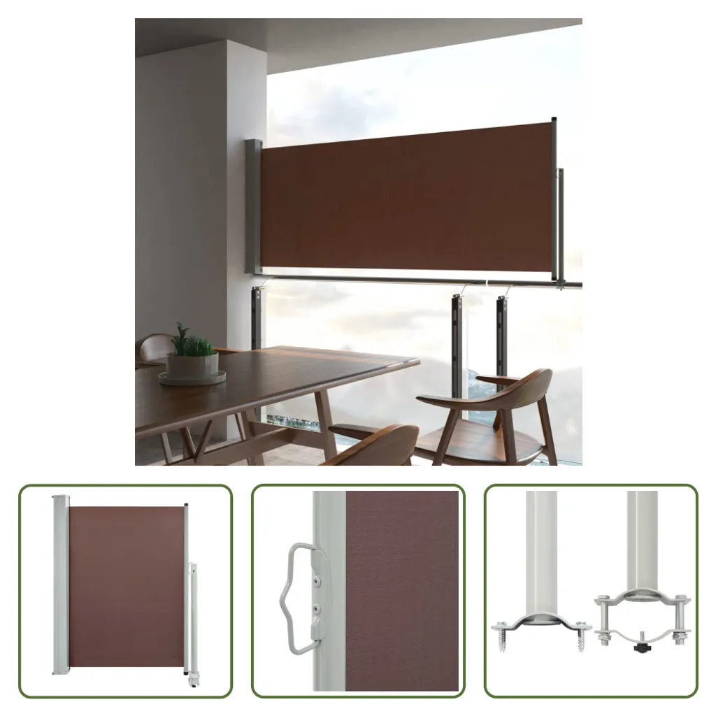 The Living Store Tenda laterale estensibile 100x300 cm Marrone - 9