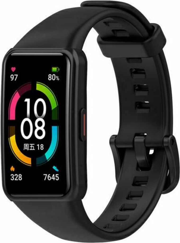 Silikon-Smartwatch-Armband – Passend für Huawei Band 6 – Schwarz – Strap-it Uhrenarmband / Armband