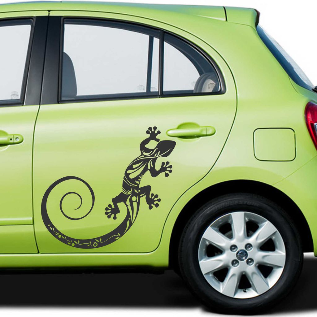 Aufkleber - Autoaufkleber "Gekko Tribal XL" 90cm x 49cm schwarz - Tuning Carystyling Heckscheibe Auto