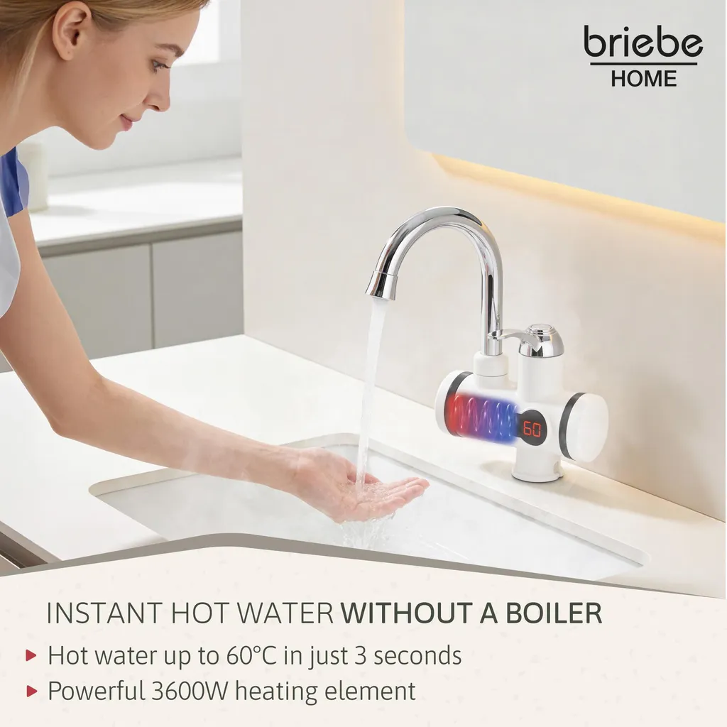 Solution eau chaude immédiate Briebe IH1201 Robinet électrique blanc