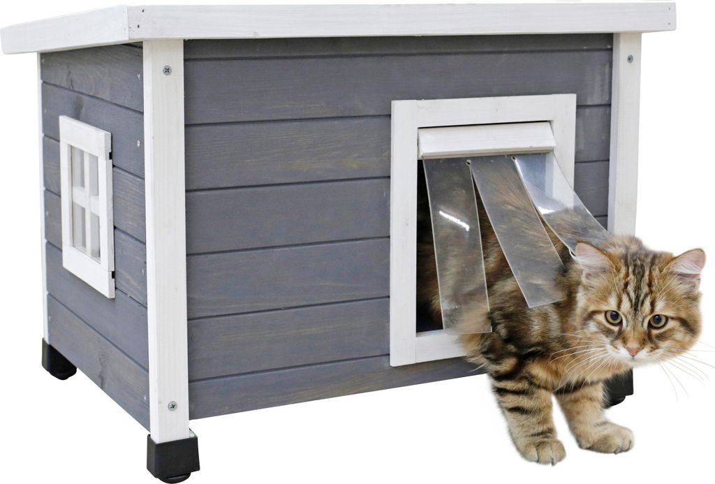 Kerbl - Katzenhaus Rustica aus Holz, Grau/Weiß, 57 x 45 x Produktbild 