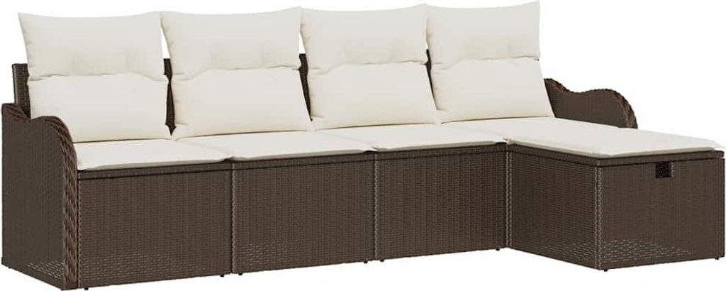"2026 MODERNE" Garten-Sofa-Set - elegantes Design - Sitzgruppe mit Sofa, Tisch - mit Kissen mit Speicher 5 pcs Braun Poly Rattan - Terassenmöbel N...