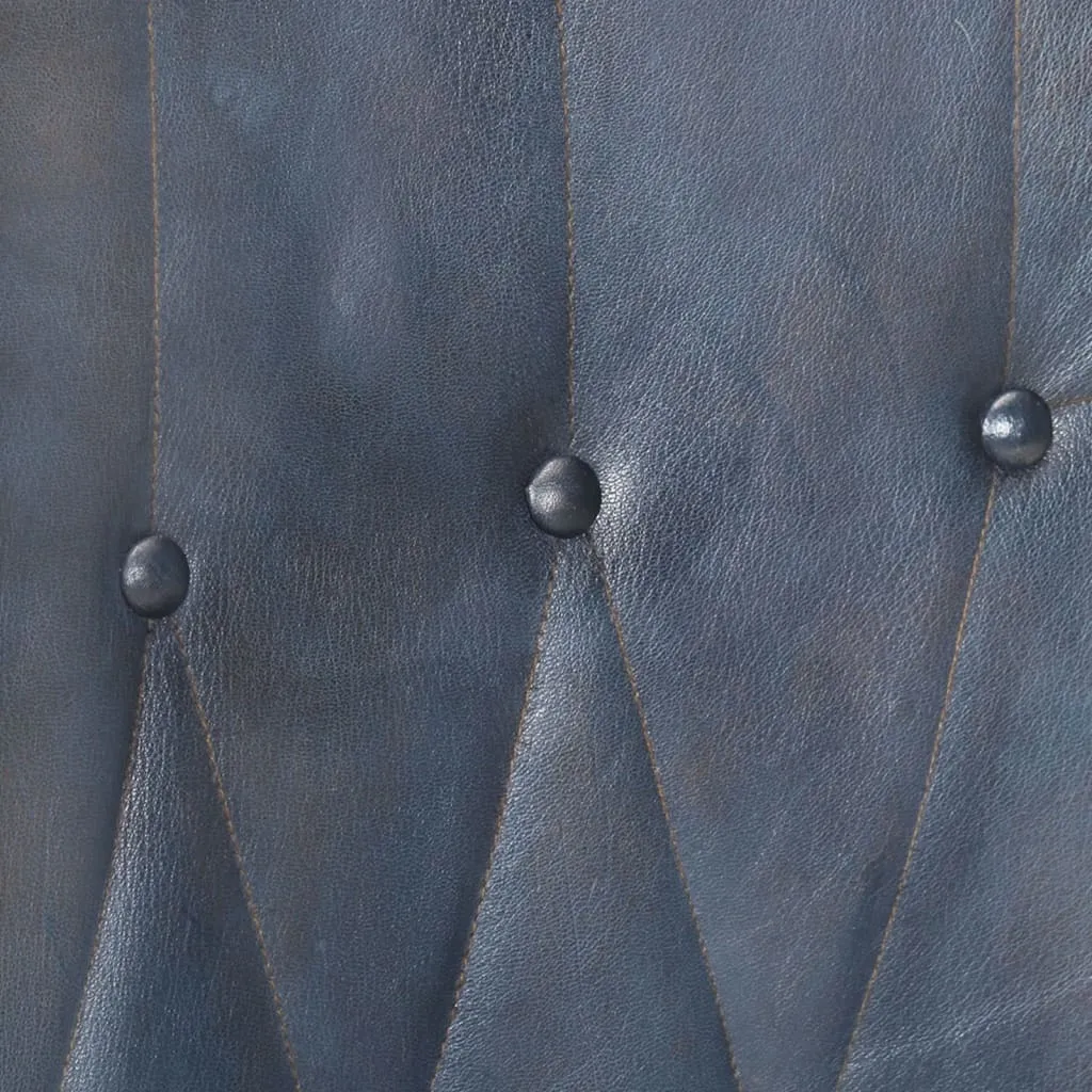 Fauteuil à oreilles Gris en cuir véritable - Fauteuil Bergère Chic 90cm