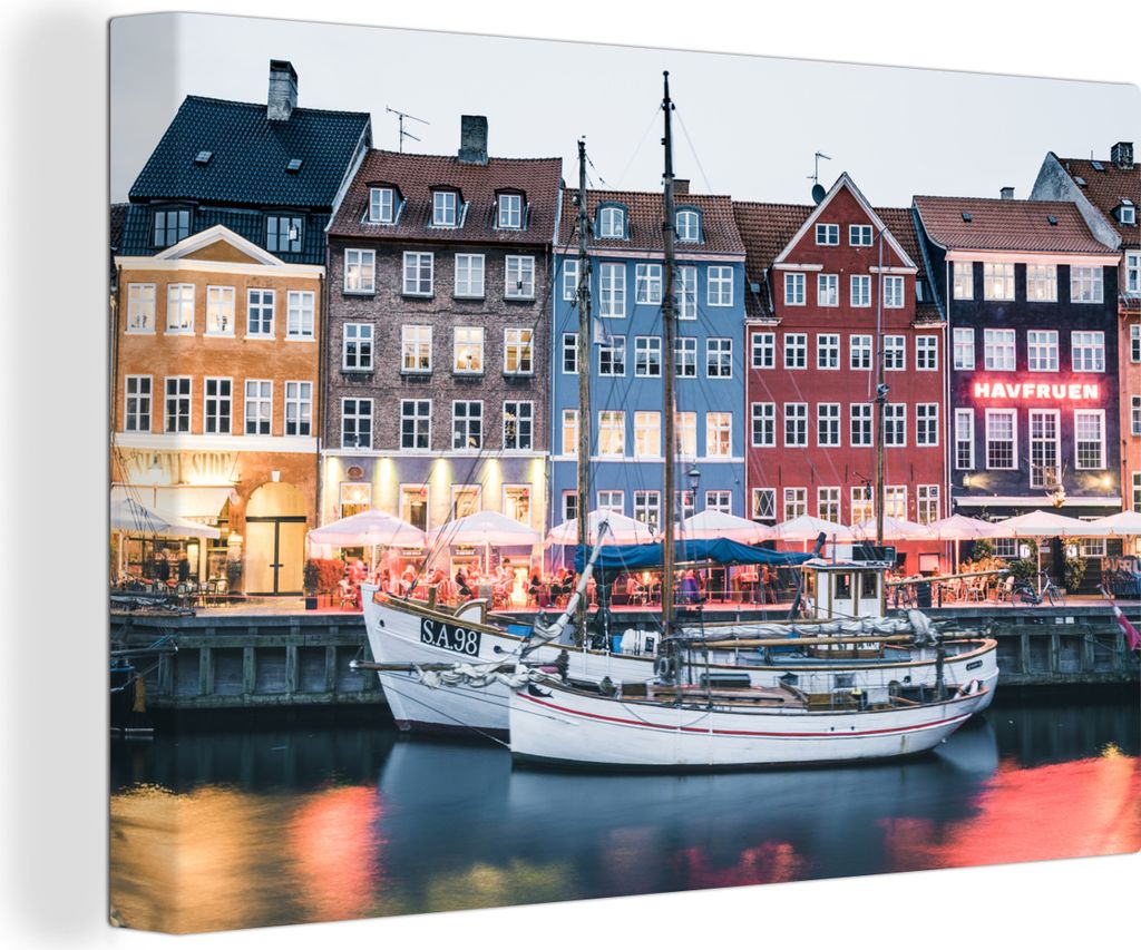 OneMillionCanvasses - Leinwandbilder - 150x100 cm, Kopenhagen - Dänemark - Hafen, Wandbilder Kunstdruck Wanddekoration