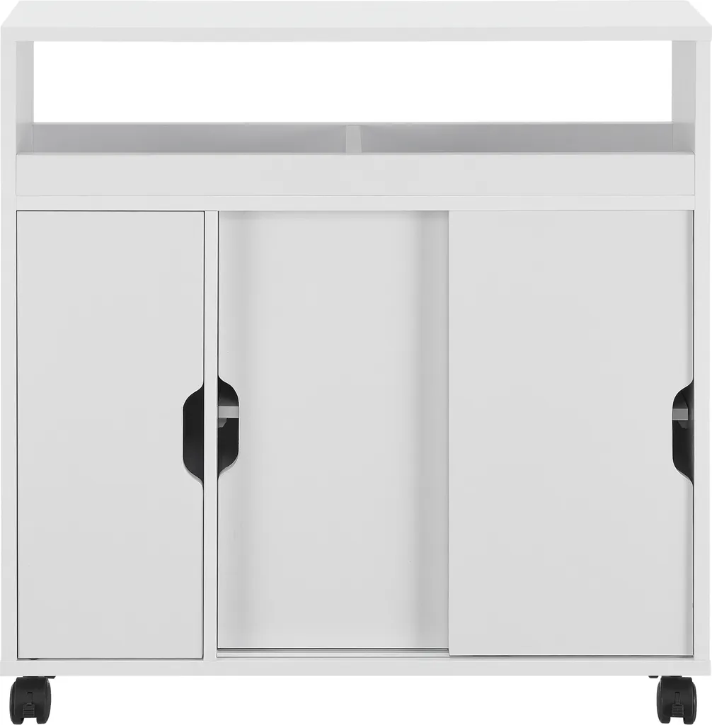 Armoire multi-usage Lumijoki blanche en bois avec rangements coulissants - 5