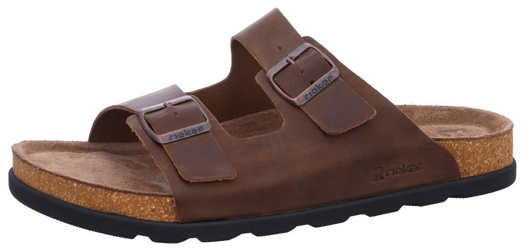 Rieker Herren Pantolette Leder Zweischnaller in Extraweite Produktbild 