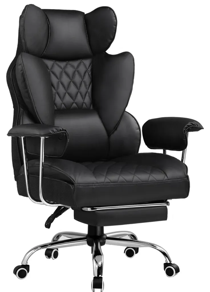 Fauteuil gaming avec ressorts ensachés lombaires et cuir noir