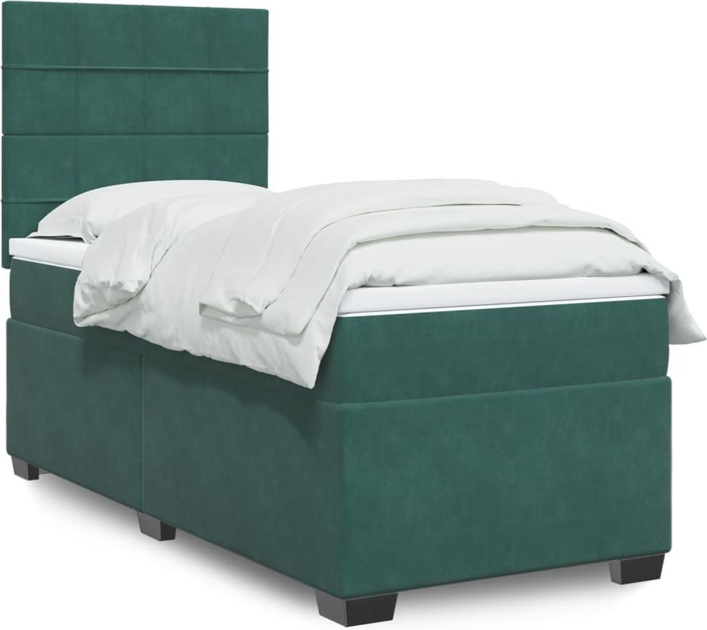 "2026 Promotion" Boxspringbett mit Matratze - Dunkelgrün 100x200 cm - Samt - Polsterbett CC15173